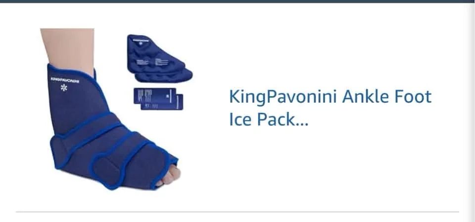 May be an image of text that says 'NINGPAVONINS Kingl KingPavonini Ankle Foot Ice Pack...'