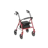 Drive Medical Rollator Walker with Seat, 7.5 Inch Wheels, Red | Rollator Walker Offers Stable, Height Adjustable Mobility Support with Durable Steel Frame and Wheels